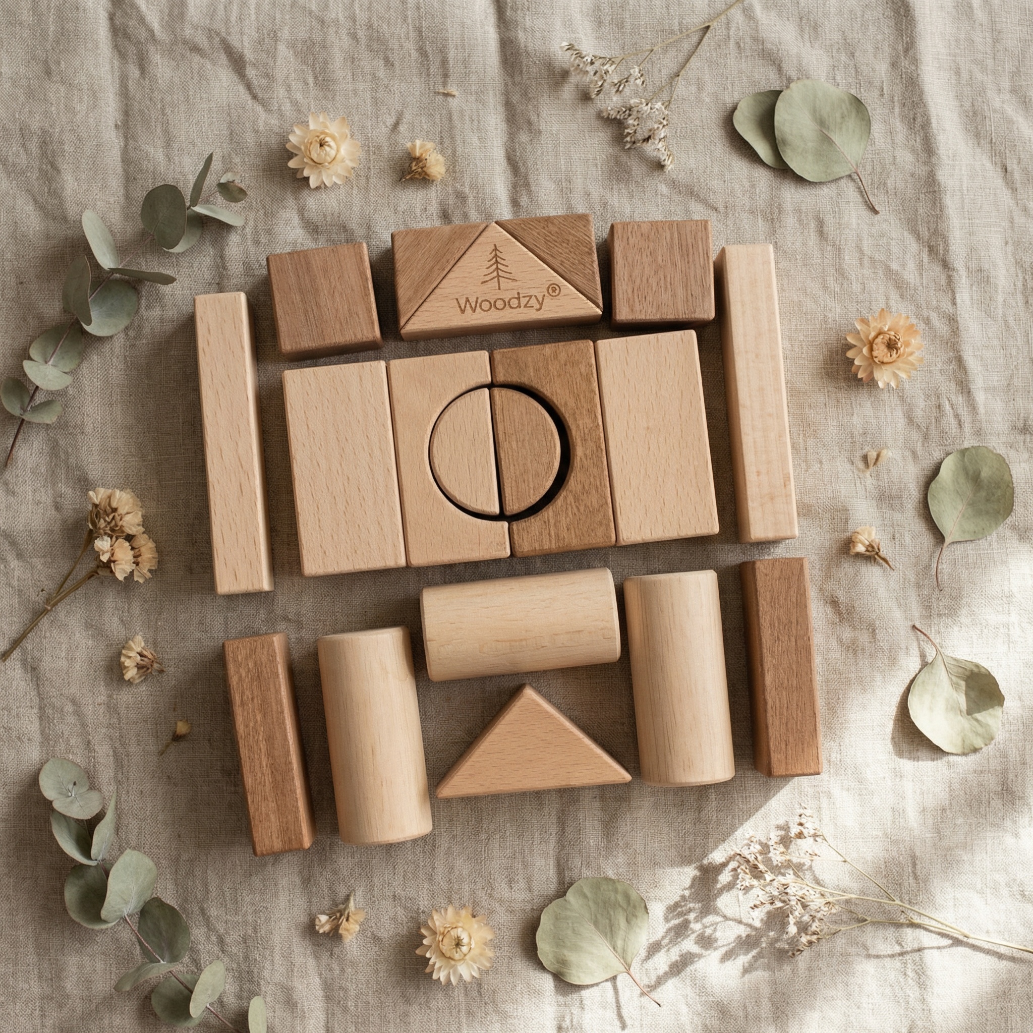 Woodzy Houten blokkenset 23 delig gemend FSC