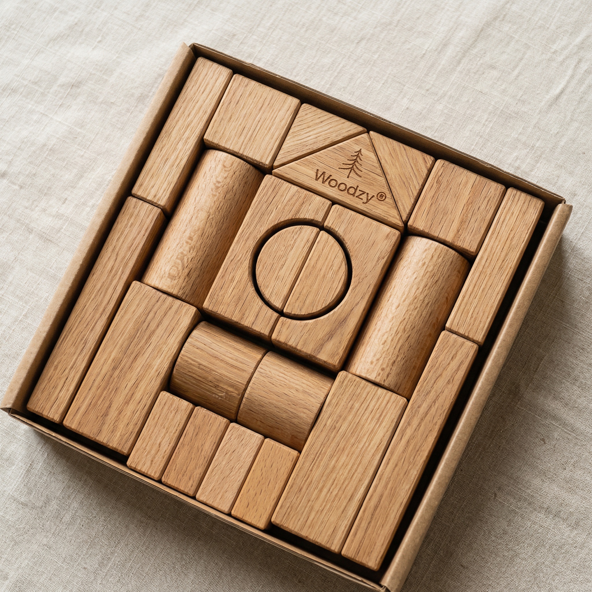Woodzy Houten blokkenset (23 delig) - naturel - FSC