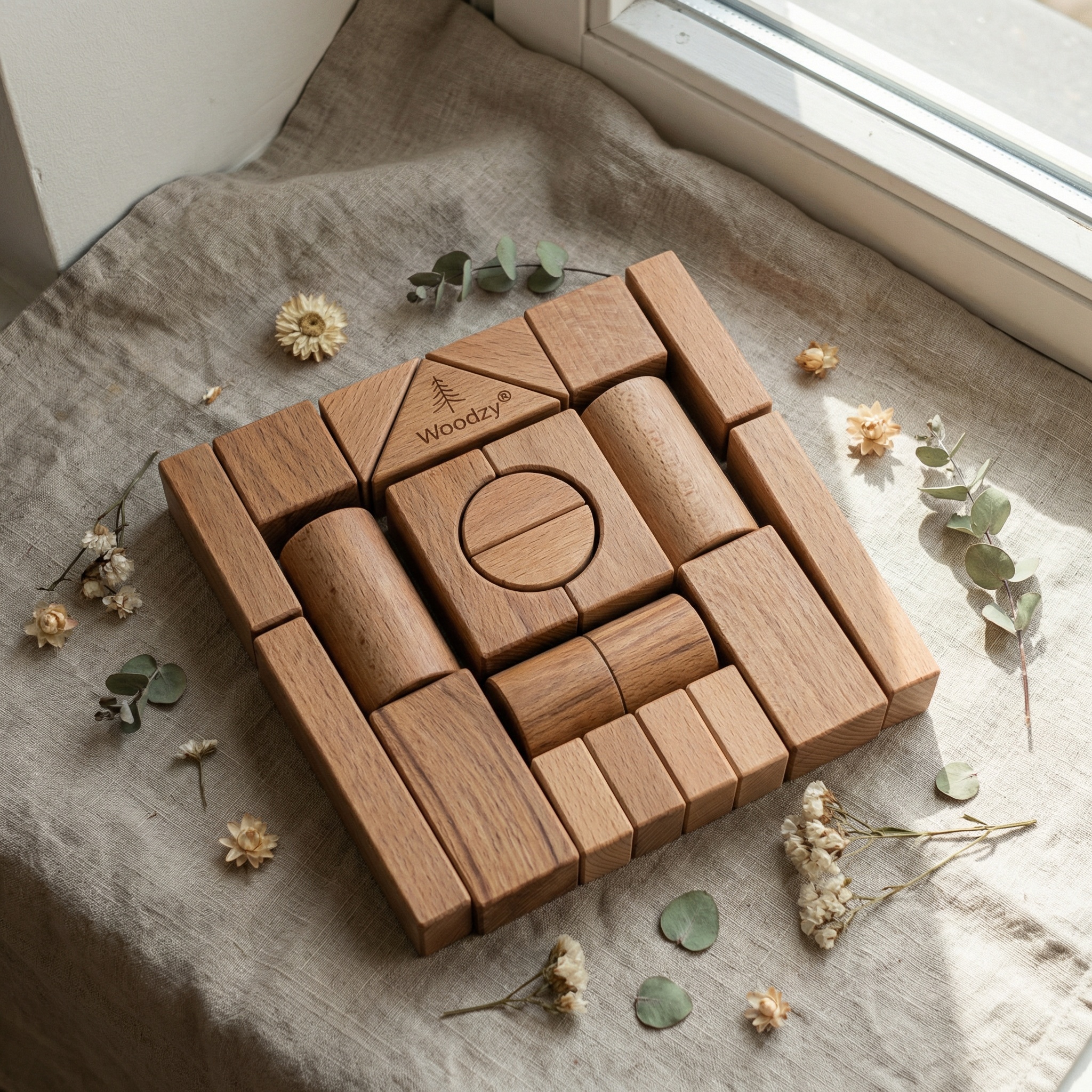 Woodzy Houten blokkenset (23 delig) - naturel - FSC