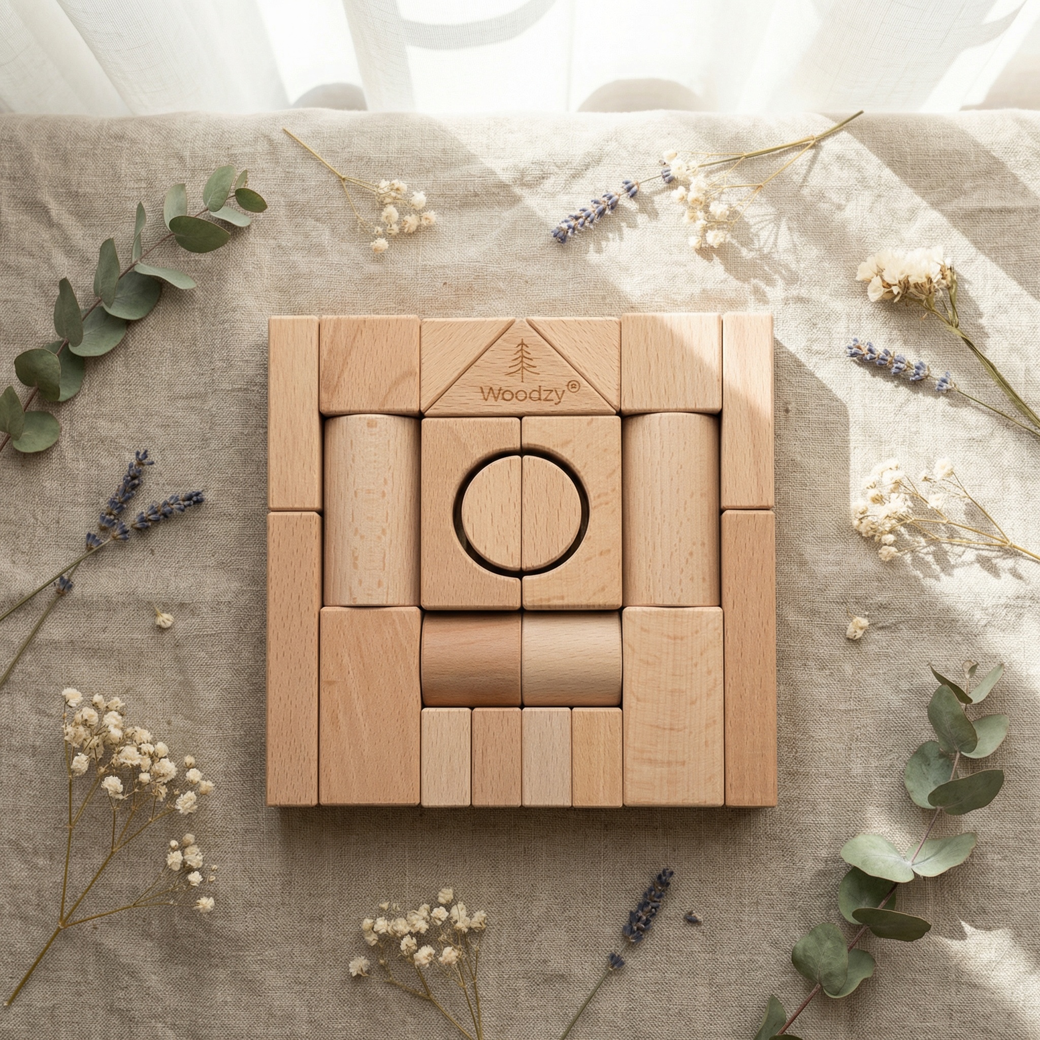 Woodzy Houten blokkenset (23 delig) - naturel - FSC